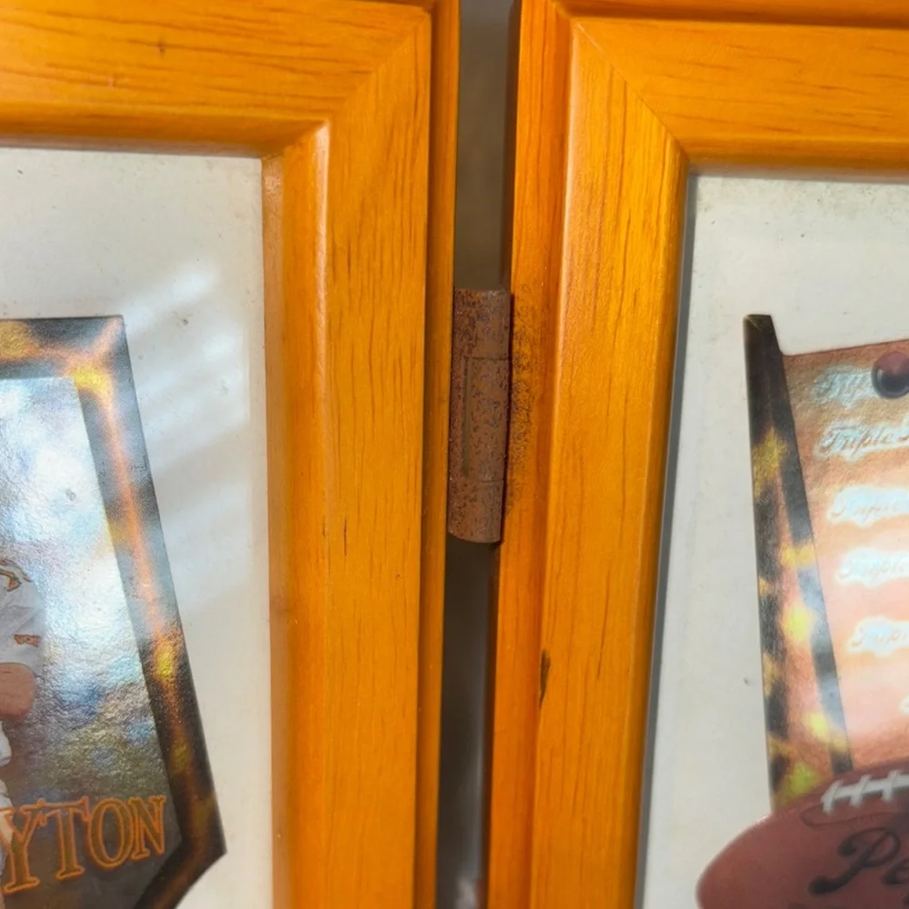 Wooden Triple Photo Frame with Sports Memorabilia (Peyton Manning)